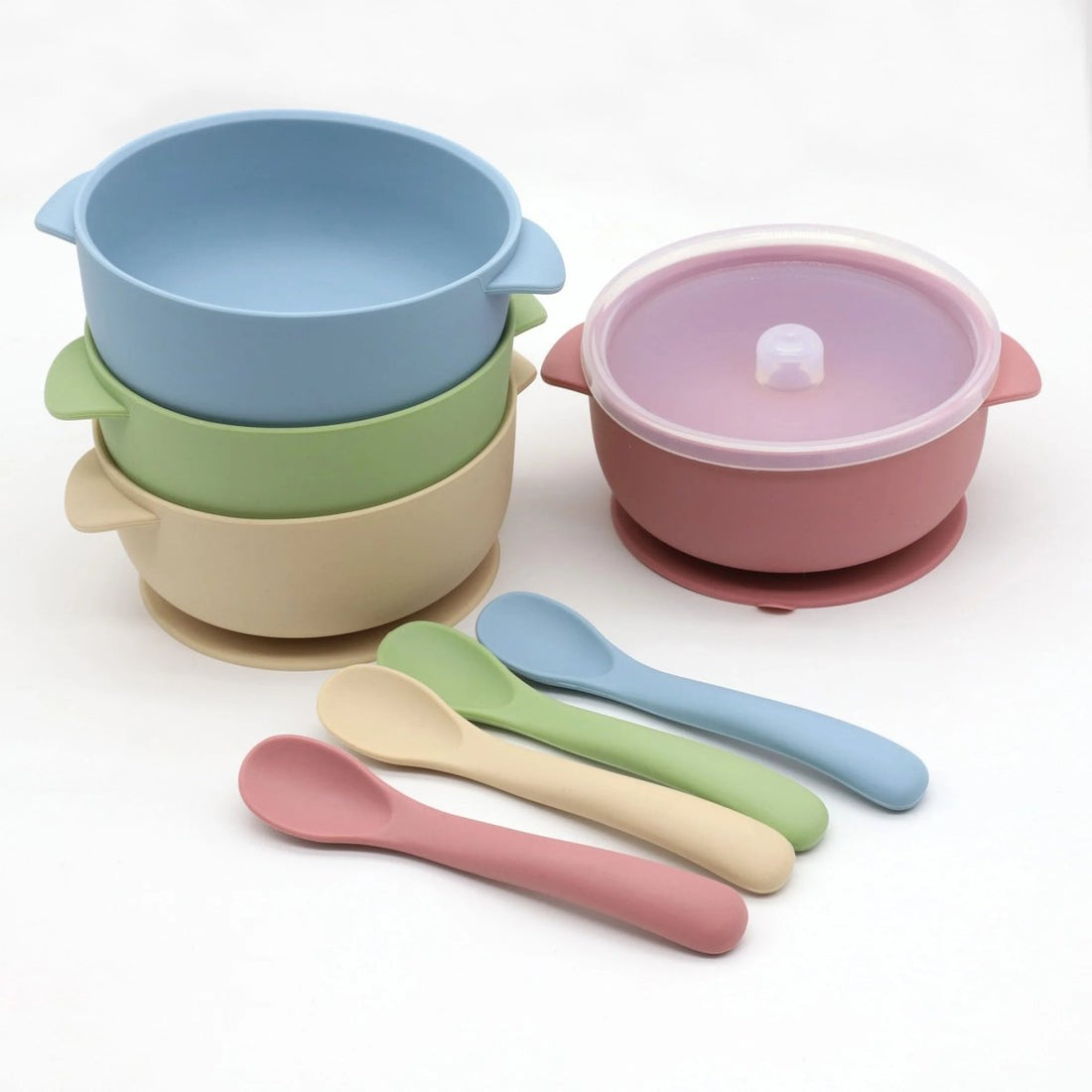 Lunivay Silicone Baby Bowl Set | BPA-Free Suction Bowls with Lids
